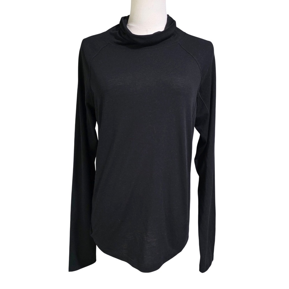Lululemon Funnel Neck Top Womens 6 Black Excellent Long Sleeve Raglan Activewear
